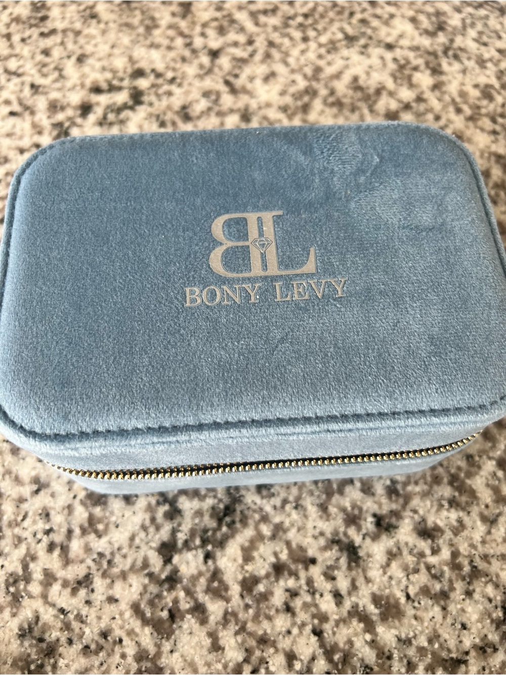 Bony Levy Light Blue Velvet Jewelry Travel Case